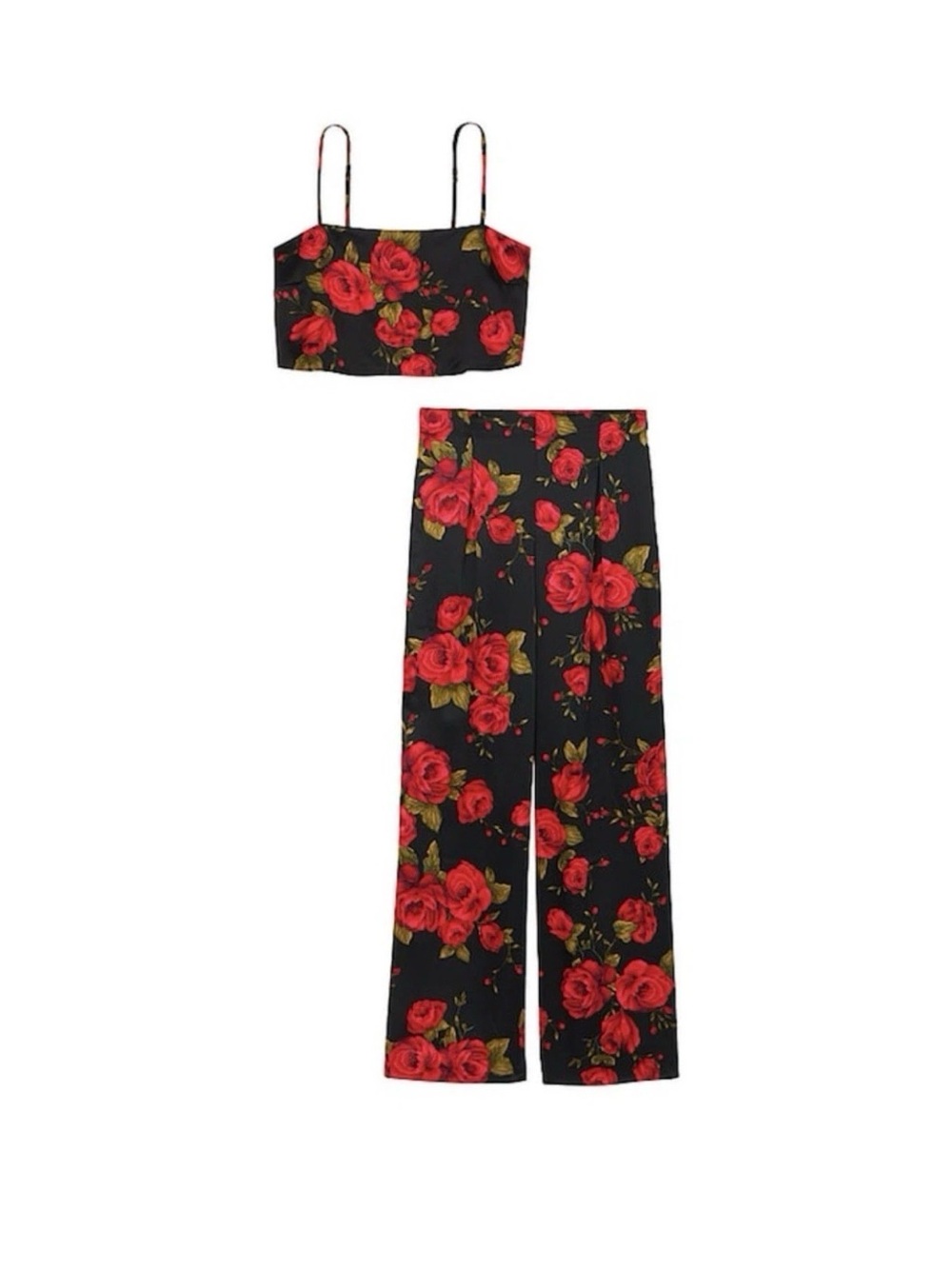 Victoria's Secret Glamorous Rose Satin Cropped Pajama Set Small